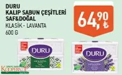 DURU KALIP SABUN ÇEŞİTLERİ SAF&DOĞAL KLASİK-LAVANTA 600 G DURU KALIP SABUN ÇEŞİTLERİ SAF&DOĞAL KLASİK-LAVANTA 600 G
